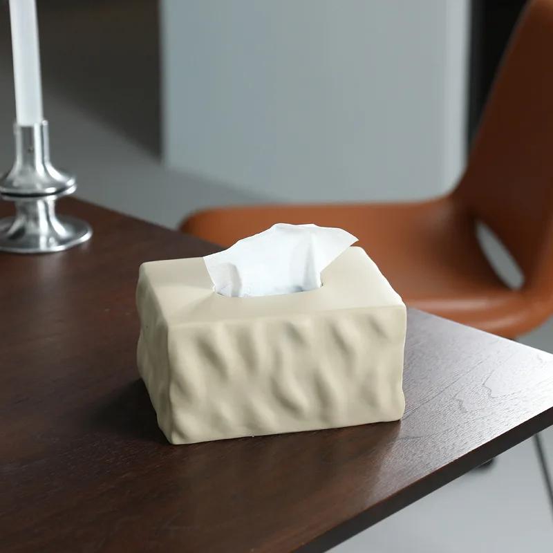 Modern Simplicity Ceramic Tissue Box Living Room Coffee Table Removable Tissue Box Desktop Napkin Paper Box Home Decoration