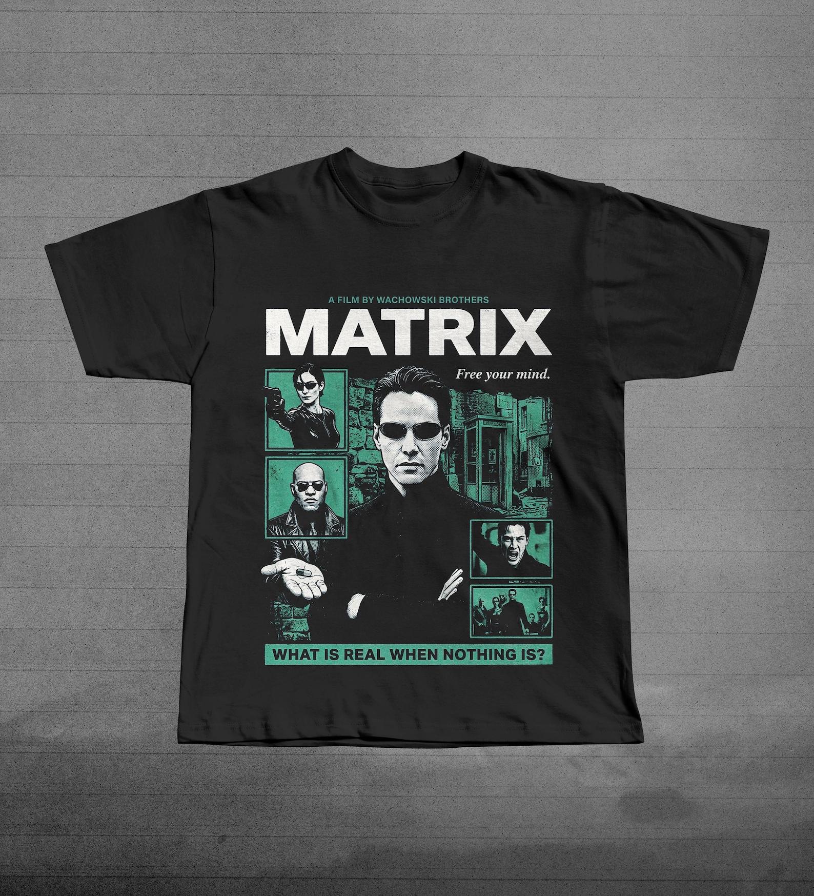 The Matrix Movie T-Shirt, Free Your Mind Graphic Tee, Sci-Fi Film Fan Gift, 90s Movie T-Shirt, Unisex Cotton Tee, Neo Morpheus Trinity Shirt XL