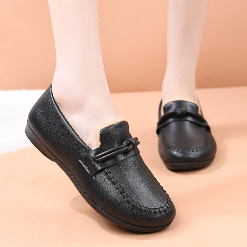 Winter new velvet thickened cotton shoes women's non-slip warm middle-aged and old pedal soft-soled mother shoes