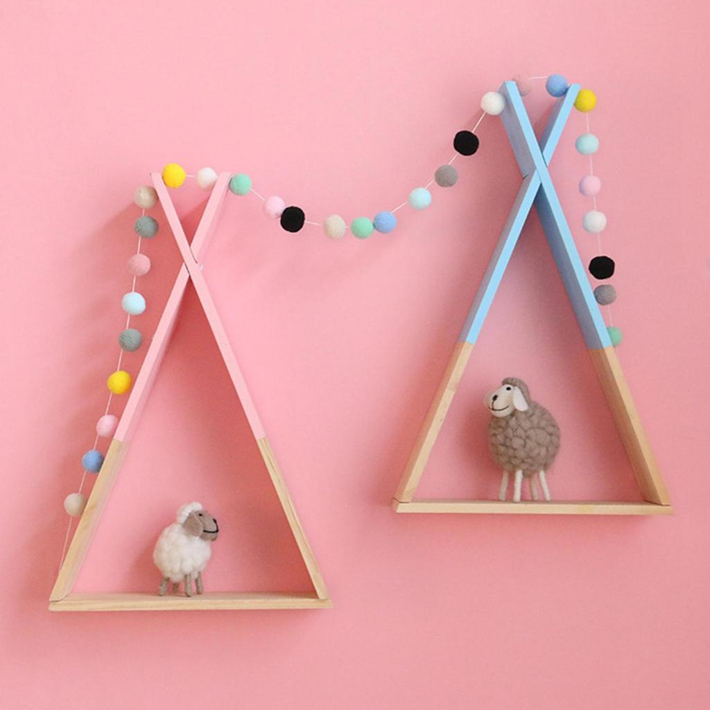 Children Wooden Wall Shelf Triangle Storage Bookshelf Living room and home Decor