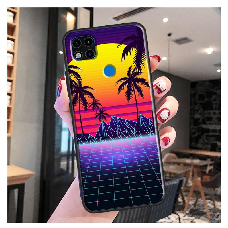 80S Vaporwave Retro Synthwave Západ slunce Pouzdro Pro Xiaomi Redmi Note 10 Pro Note 9 Pro Note 11 Pro 8T 9S 10S 10 9A 9T 9C Kryt Pouzdro