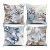 Blue and White Butterfly Floral Pattern Home Decor Pillowcase Living Room Sofa Polyester Cushion Cover with Zipper