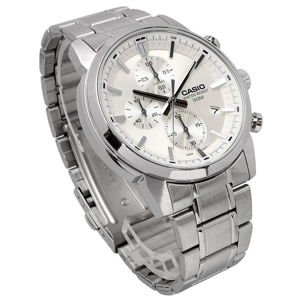 CASIO Standard Second Chronograph Quartz Overseas Model Watch, Men's 1/10 MTP-E510D-7AV Silver