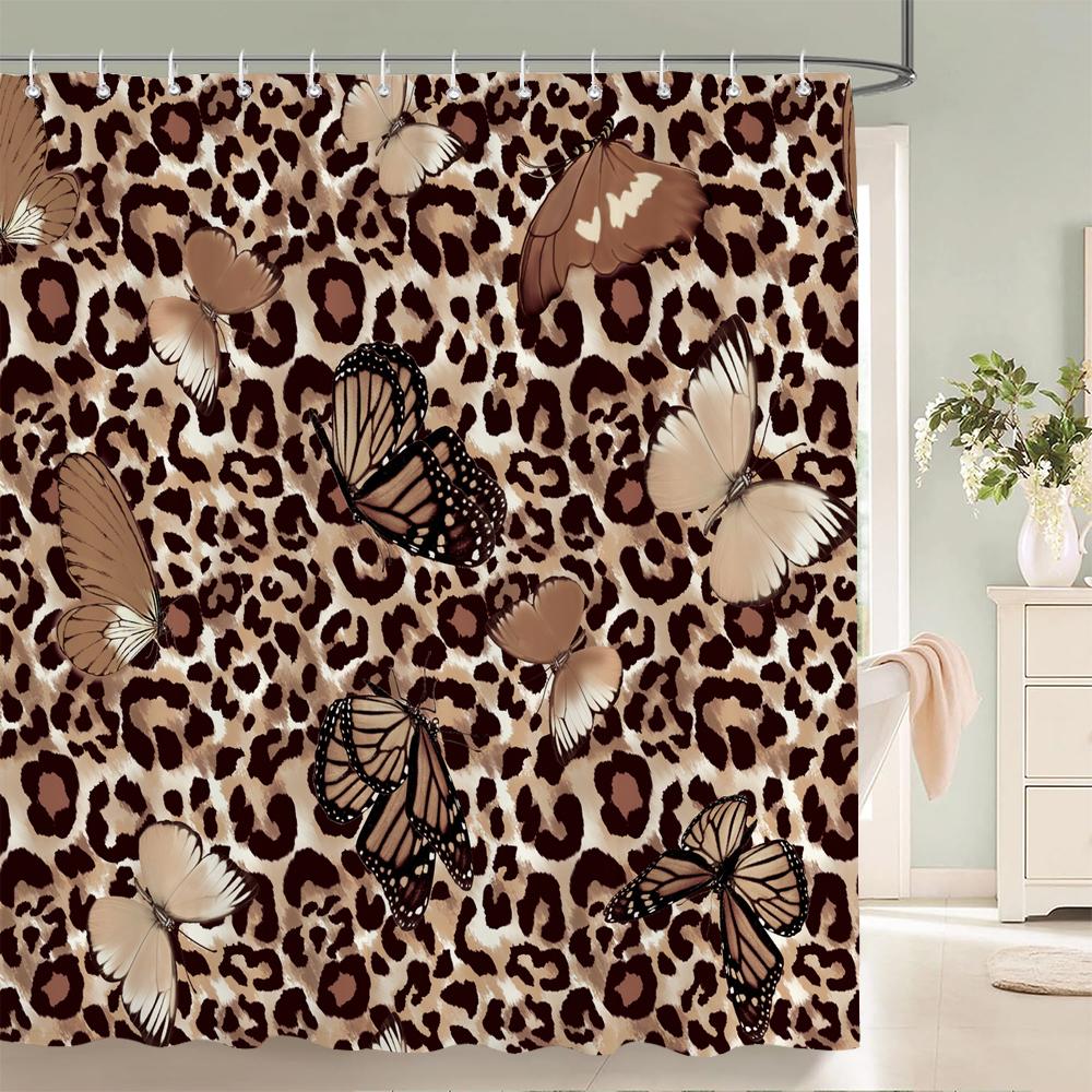 

Home shower curtains for bathroom waterproof fabric Nordic style Color love Leopard pattern bathroom Curtains shower curtain W90xH180cm