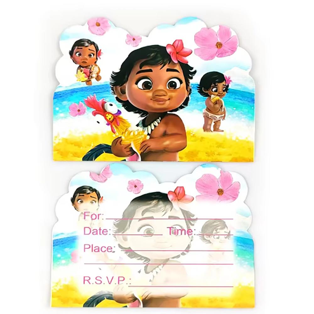Yellow Moana Birthday Party Supplies Disposable Cutlery Paper Plates Paper Cups Tissue Girls Birthday Pie