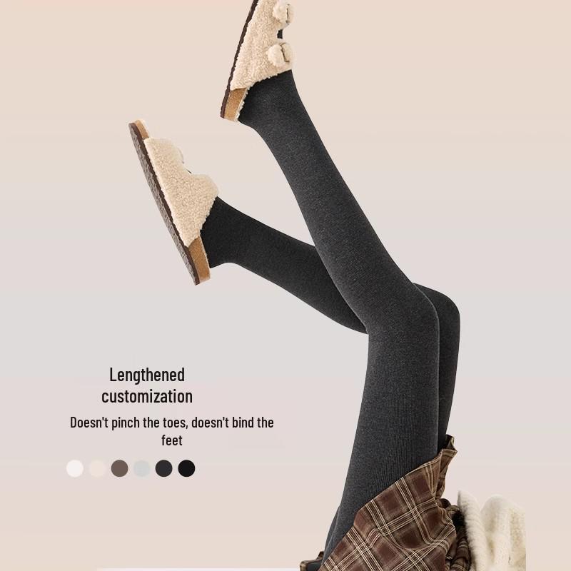 Extra Long Ribbed Dark Grey Leggings for Tall Women - Winter Fleece Lined Cotton Stripes