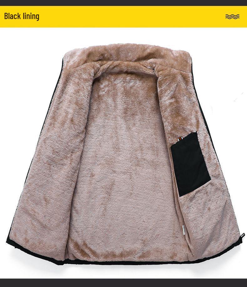 Pánská zimní bavlněná bunda - Středního věku a starší, Korejský styl, Teplá, S plyšovou podšívkou, Zesílená, Nadměrná velikost, Ležérní otcovský kabát