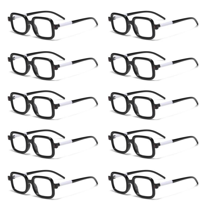 10PCS +100 To +400 Anti-Blue Light Reading Glasses for Men and Women PC Square Frame Eyewear Fashion Presbyopia Glasses