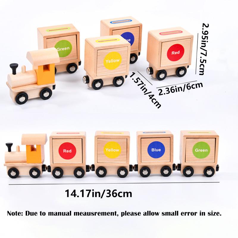Wooden Magnetic Train Set, Early Educational Toys For Kids, Color And Shape Sorting Game, Fine Motor Skills Development Toy