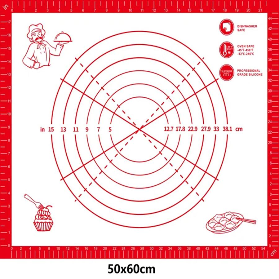 Silikon-Backmatte Extra Dick Antihaft Backmatte mit Maßen Küche Fondant Teig Ausrollmatte