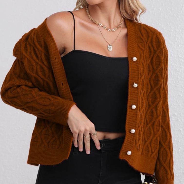 

IHUASU Женская мода вязаный кардиган осень и зима темперамент твист джемпер пальто XL китайский красный