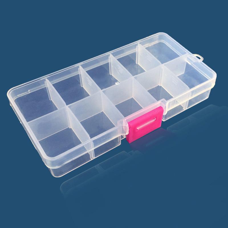 24 Slots Plastic Storage Jewelry Box Compartment Adjustable Container For Bead Earring Box For Jewelry Rectangle Box 13.5x19.5cm 10 grids3