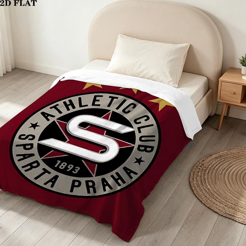 1PC Ac Sparta Praha Patterned Flannel Blanket Suitable For All Seasons For Home Decor Warmth And Comfort Gifts Holiday Present