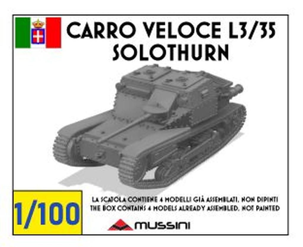 Mussini WW2 Italy Carlo Veloce 20mm Zoroturn rifle mounted type Resin kit 1/100 L3/35 anti-tank (4 pieces) MM100-002 (tank)