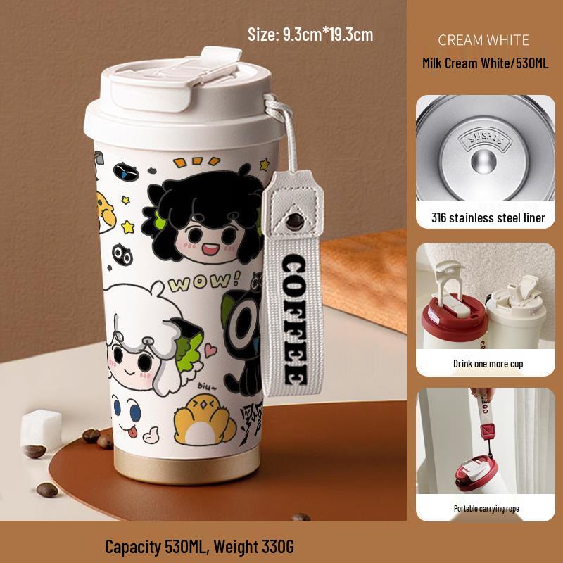 Термобутылка из нержавеющей стали «Легенда о Ло Сяохэе 2» - Портативный дизайн в стиле аниме для студентов 530ml