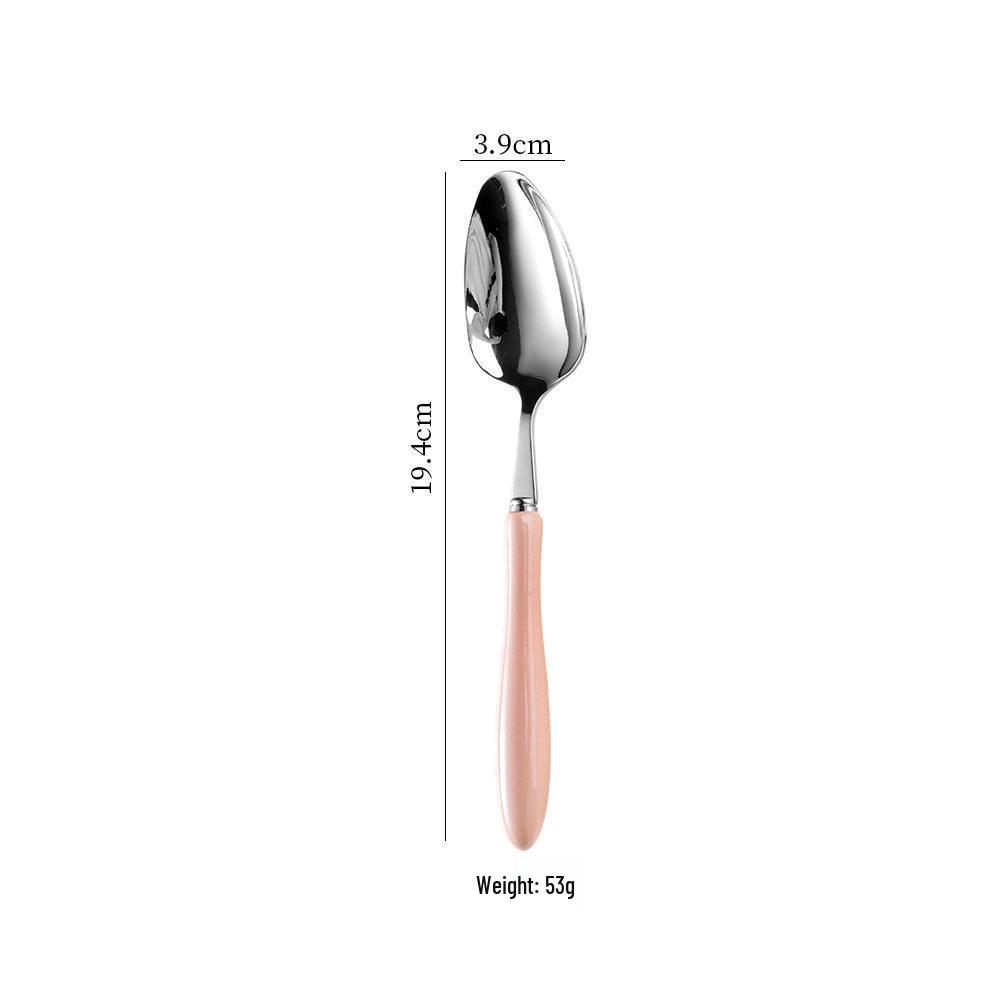 Macron High-End Ceramic Handle 304 Stainless Steel Cutlery Set: Round Spoon & Fork