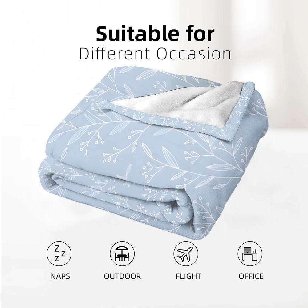 Pastel Purple Watercolor Floral Anime Cartoon Flannel Blanket Soft Warm Throw for Bedroom Sofa Car Kids Holiday Gift