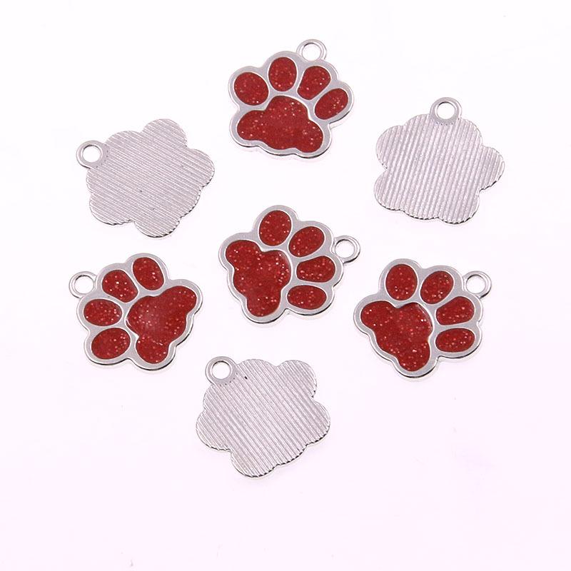 Glitter Drip Oil Cat & Dog Paw Pendant Necklace - 2 Styles, 6 Colors, 16x17mm
