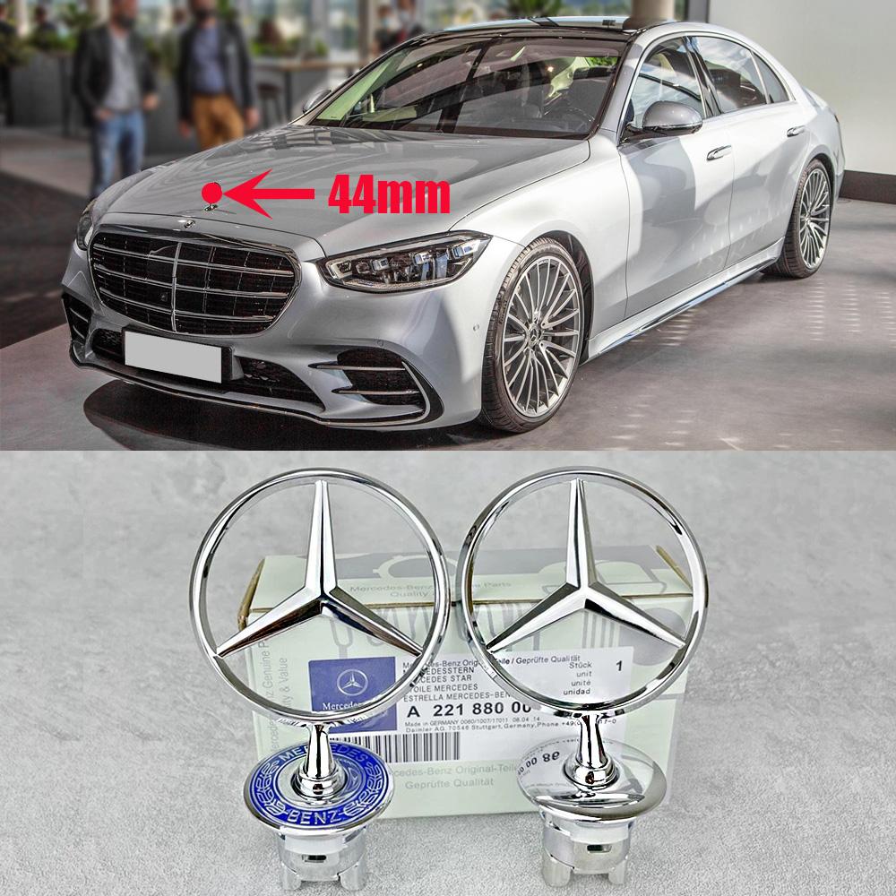 1pcs 44mm Metal Chrome Black Car Front Hood Emblem Bonnet Logo For Mercedes Benz C E S Class W204 W212 W220 W210 W221 Accessorie WZ2