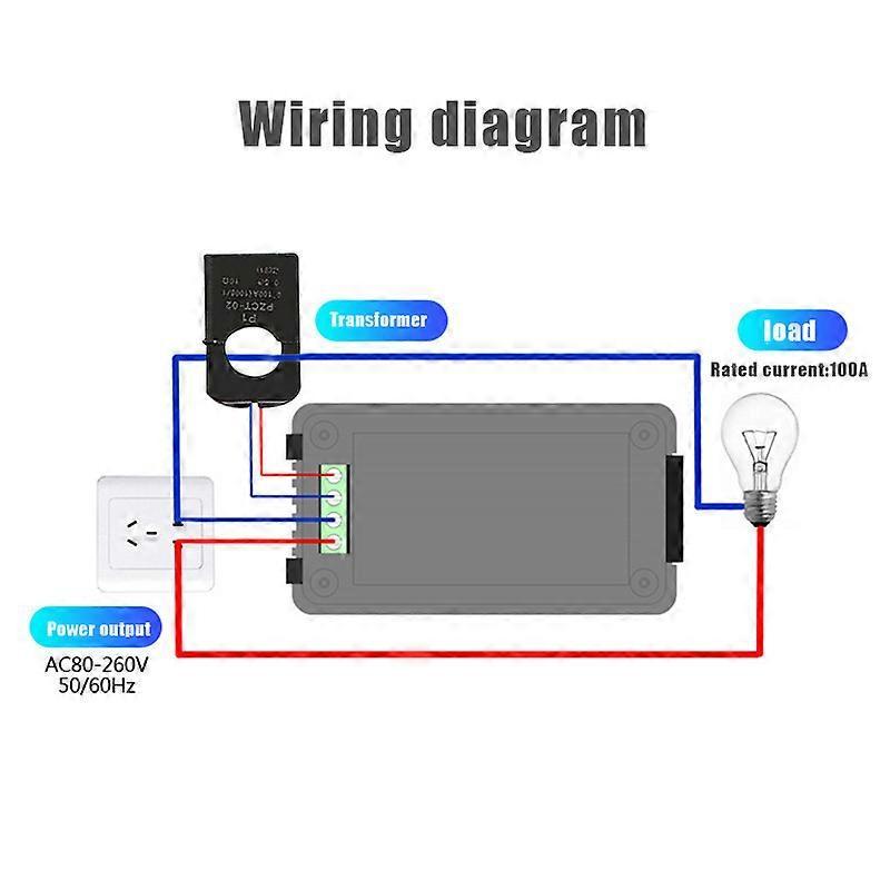 PZEM-022 Digital Power Meter 100A AC Voltage Current Power Frequency Watt Factor Energy Meter