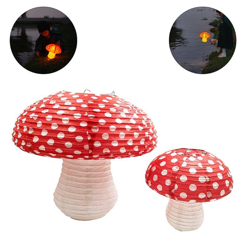 1PC Cartoon diy Party Decor Mushroom Shaped Handmade lantern Paper lanterns Round 3D Hanging