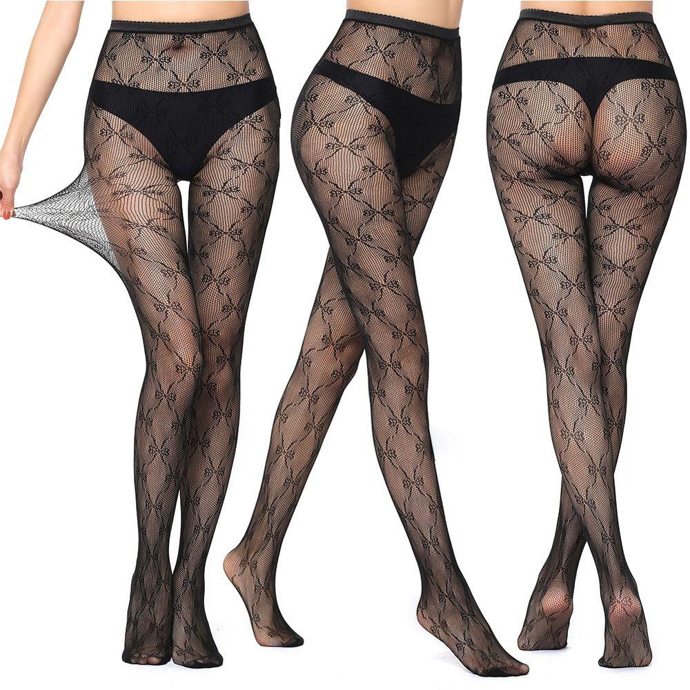 Butterfly and Love Heart Patterned Fishnets Leggings Plus Size Lace Tights for Women
