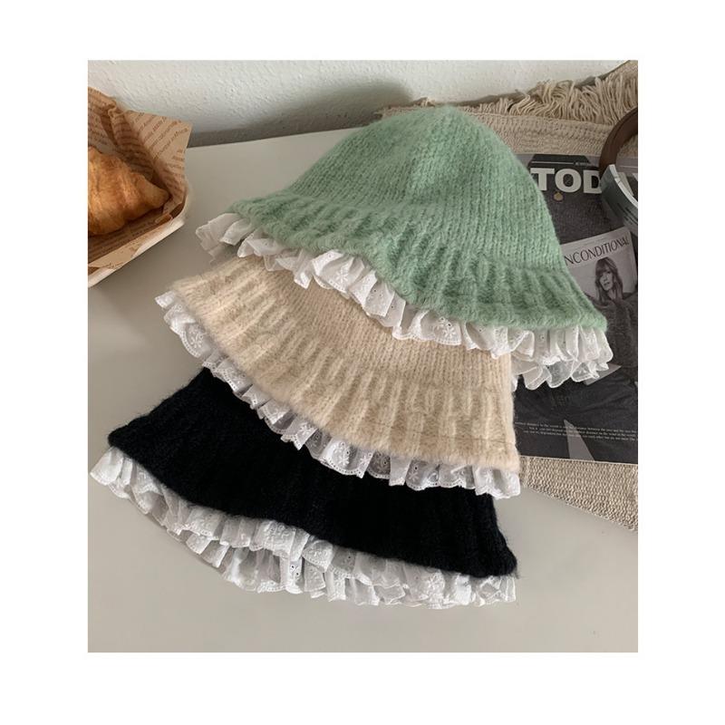 Women S Lace Knit Fisherman Hat Korean Style For Winter Autumn