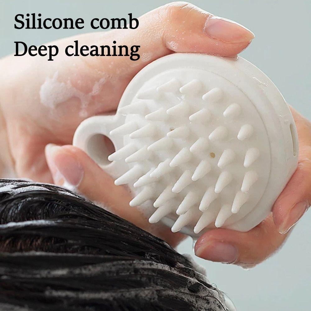 White Silicone Shampoo Brush Soft Shower Brush Exfoliator Hair Washing Comb  Women Men
