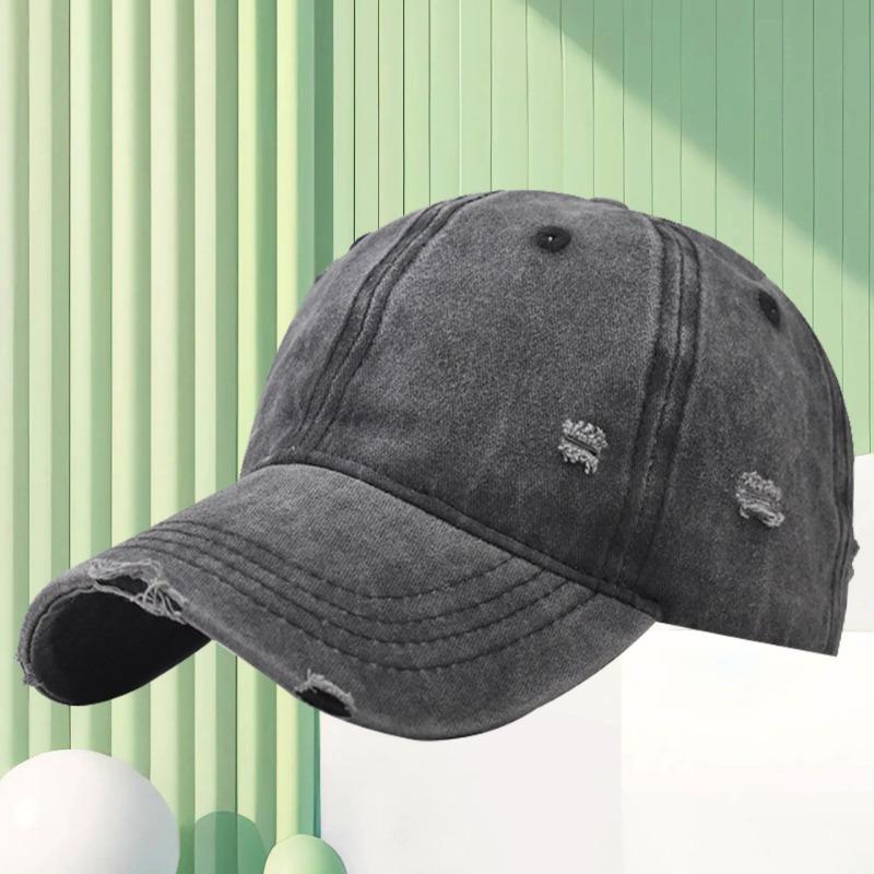Washed and old baseball caps can be worn in all seasons, men's fashion ripped rough edge cap print hat