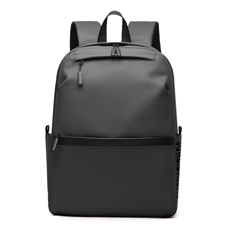 

Мужской рюкзак 14 дюймов большой вместимости для путешествий и отдыха, однотонный из полиуретана, модный рюкзак для компьютера для мужчин и женщин, школьный рюкзак для студентов серый