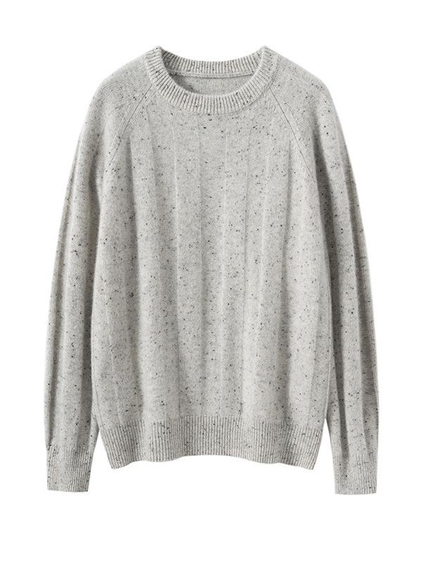 Women's Loose Fit Cashmere Knit Sweater - A/W 2026 Color Dot Pullover