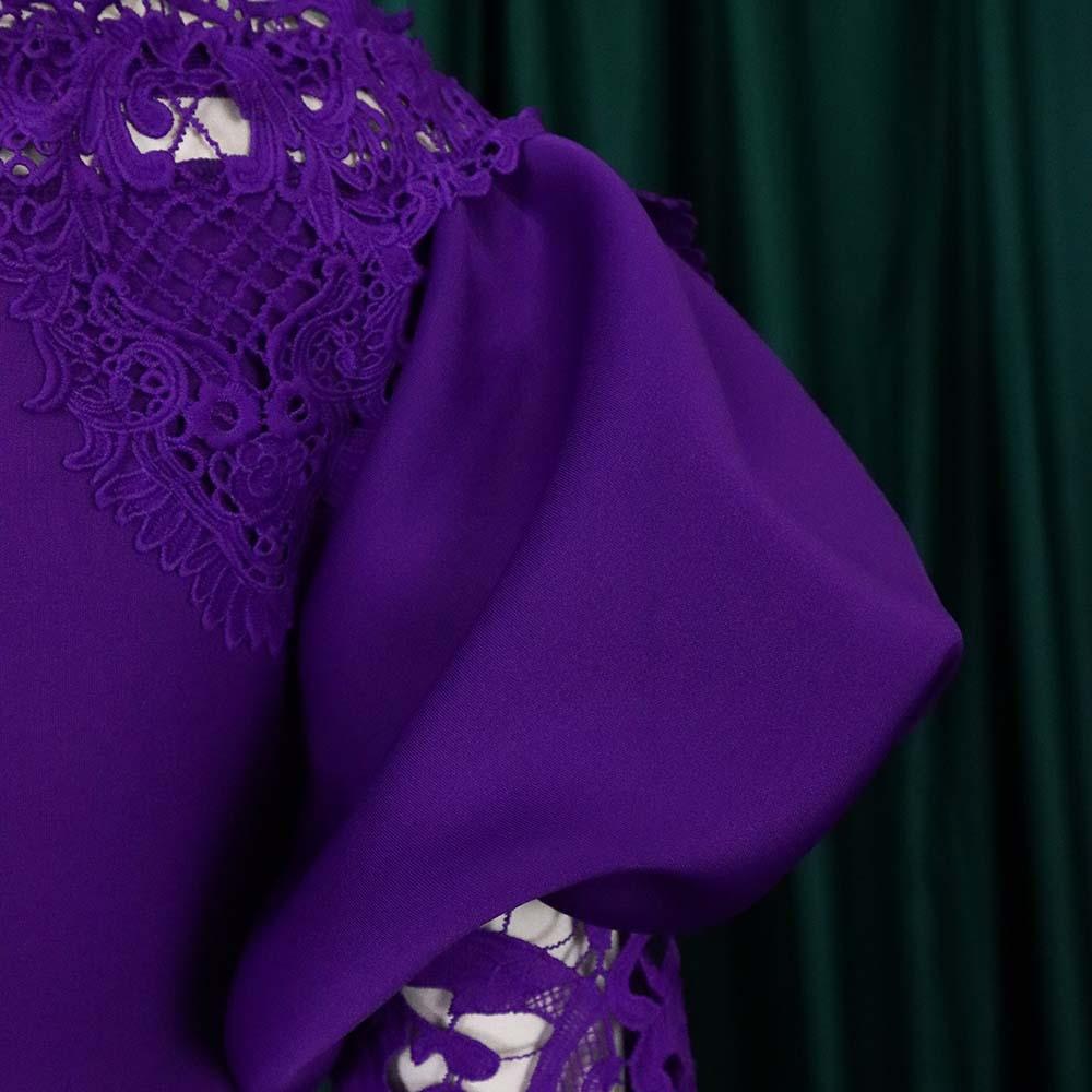 Abiti Scollati Donna Eleganti Maniche a Lanterna Patchwork di Pizzo Tubino Pacchetto Fianchi Lunghezza Caviglia Vestito di Compleanno