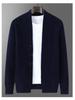 Men's 100% Pure Wool Thick Solid Cardigan Sweater, Plus Size Casual Knitwear Jacket
