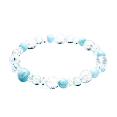 Natural Stone Bracelet Power Stone Birthstone 6mm Purification Ripple Amulet Crystal Bracelet Accessory for Women X Blue [Kyojudo] Women's Women's