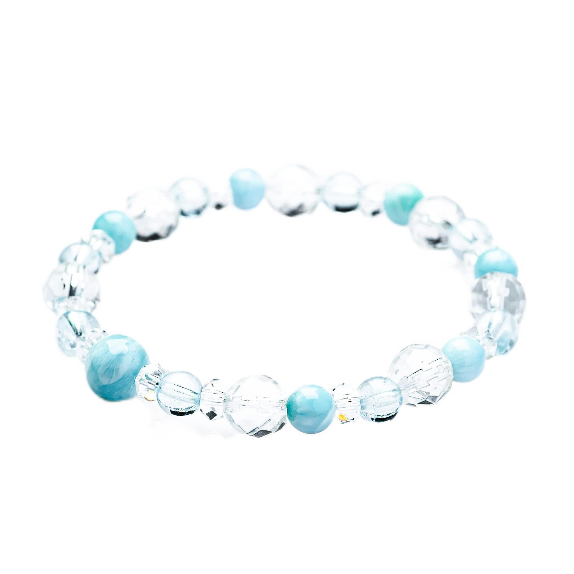 

Natural Stone Bracelet Power Stone Birthstone 6mm Purification Ripple Amulet Crystal Bracelet Accessory for Women x Blue [Kyojudo] Women s Women s