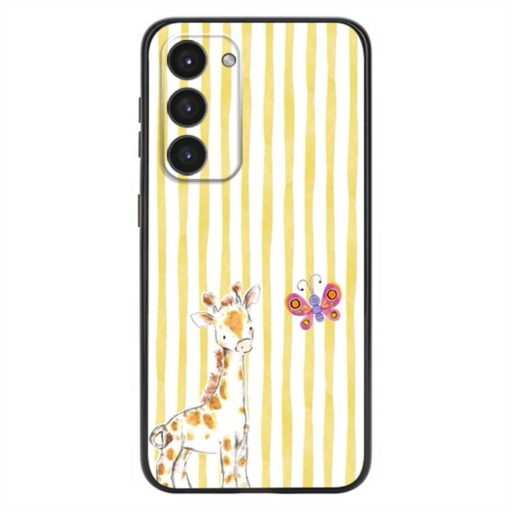 Striped Background Giraffe Phone Case For Samsung Galaxy A20,21s,22,31,32,52,53,72,73,80,91 Soft Liquid Silicone Black Cover