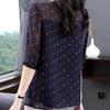 Polka Dot Chiffon Seven Quarter Sleeved Shirt for Women Summer Printed Plus Size Mid Sleeved Shirt Fashionable and Stylish Top