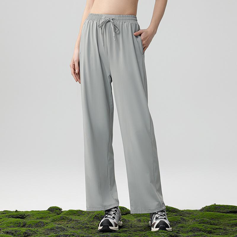 Summer new sunscreen pants ice cool feeling men's and women's breathable casual sports quick-drying solid color straight wide-leg pants