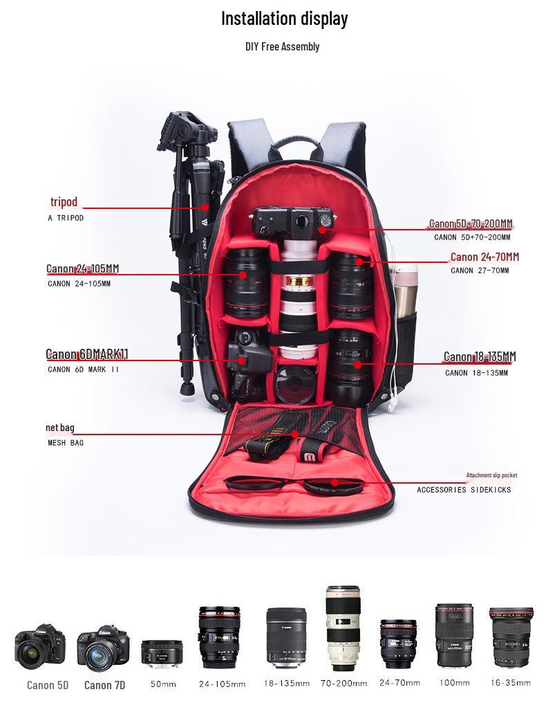 Outdoor Waterproof Folding Camera Bag - Wear-Resistant, Fashionable Double Shoulder Digital Photography Laptop Backpack