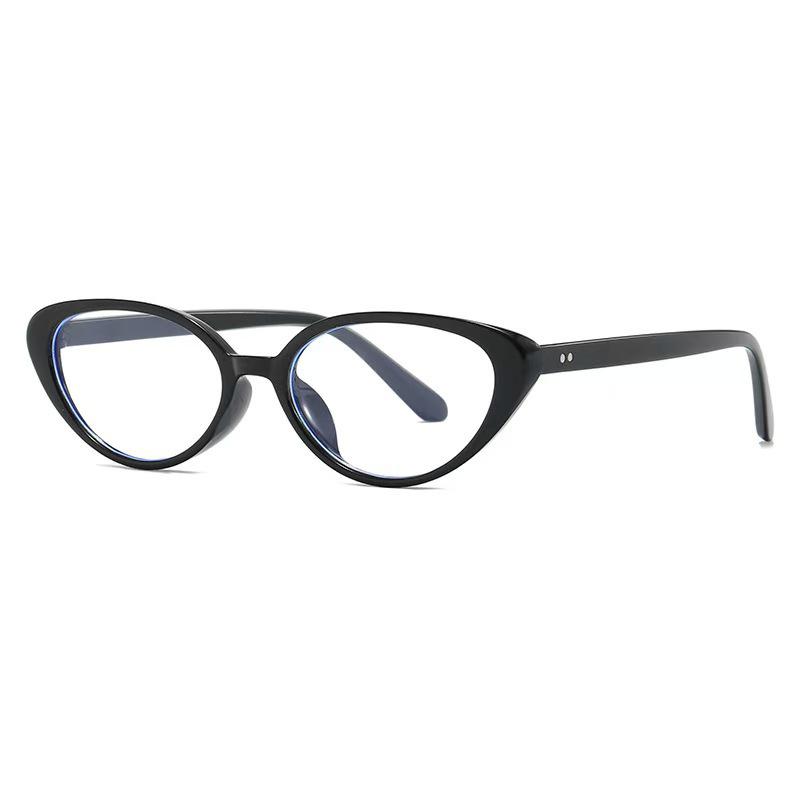 Retro Cat Eye Small Frame Anti-Blue Light Glasses for Daily Commute Black Frame Anti-Blue Light (Plano Lens)