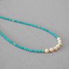 French niche design retro literary freshwater irregular pearl turquoise beaded simple classical temperament necklace