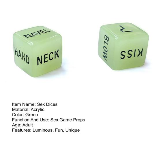 Yousheng 1 Pair Luminous Funny Dice Set Exciting Relief Effect Wear-resistant Anti-break Sex Dices Game for Couples