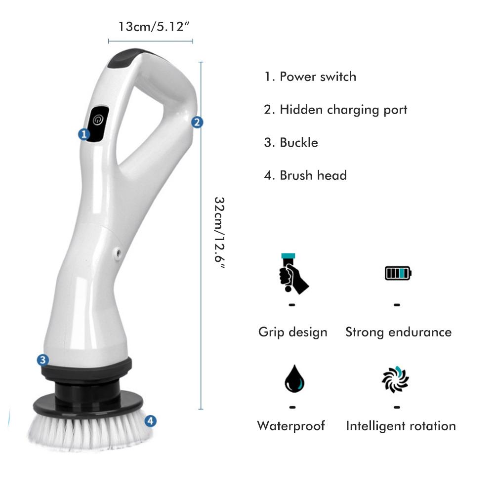 Electric Spin Scrubber 360 Degree Rotating Cordless Power Brush Floor Scrubber Charging Shower