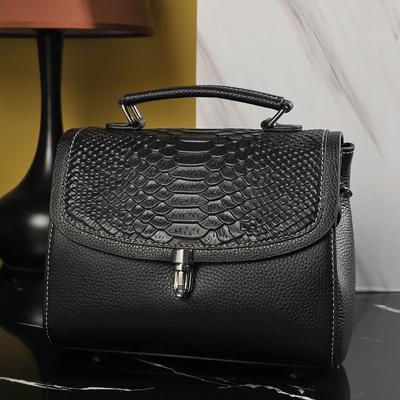 Women's New Fashionable Genuine Leather Women's Bag Versatile High End Small Square Headband Layer Cowhide Handheld Crossbody Bag