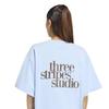 Studio for Women LA310 Globe Blue M [Adidas] Short-Sleeve 3-Stripes T-Shirt (KX3167)