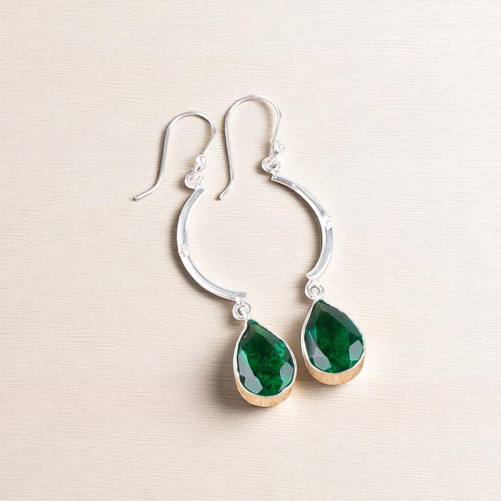 Chromdiopsid Edelstein 925 Sterlingsilber Schmuck Handgefertigte Ohrringe 2.60" EE-43-3