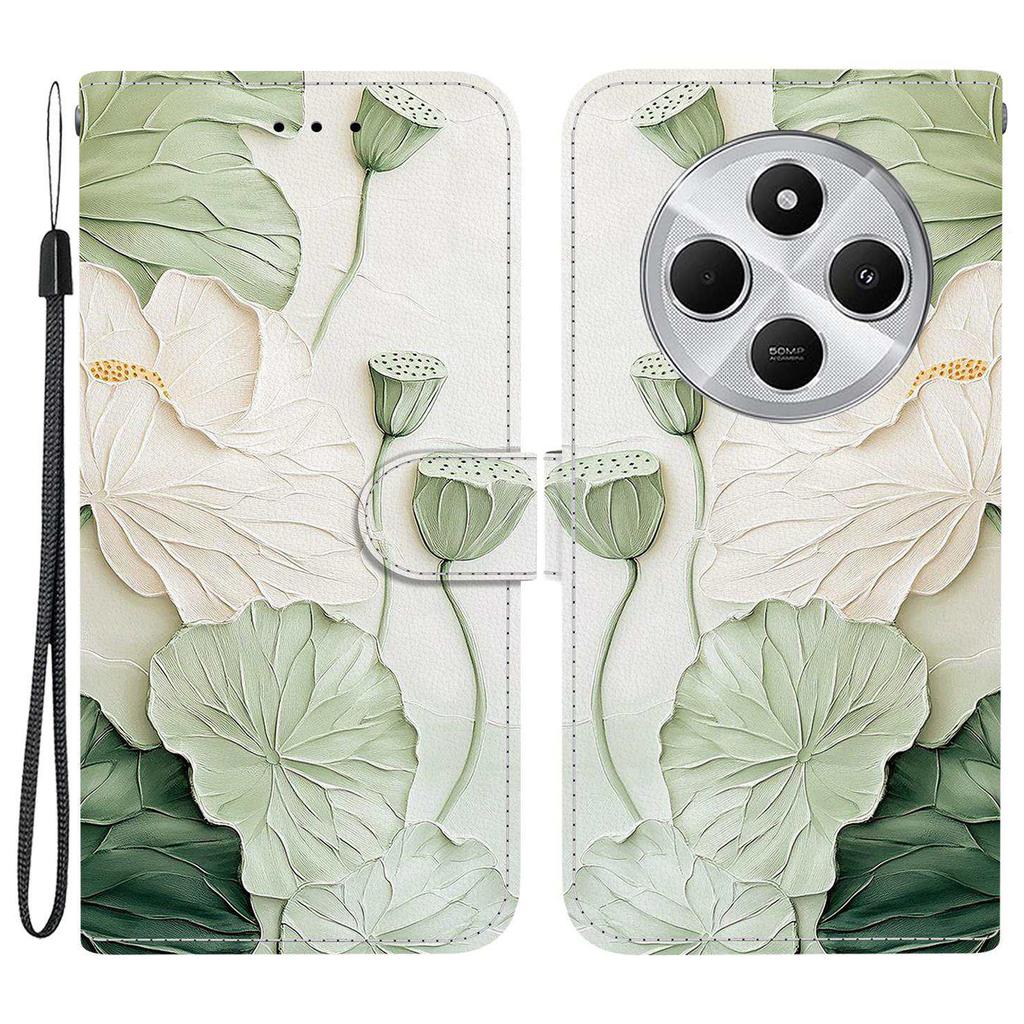 Wallet Case for Xiaomi Poco C75 4G/Redmi 14R 5G/14C 4G Pattern Printing Leather Stand Phone Cover with Strap