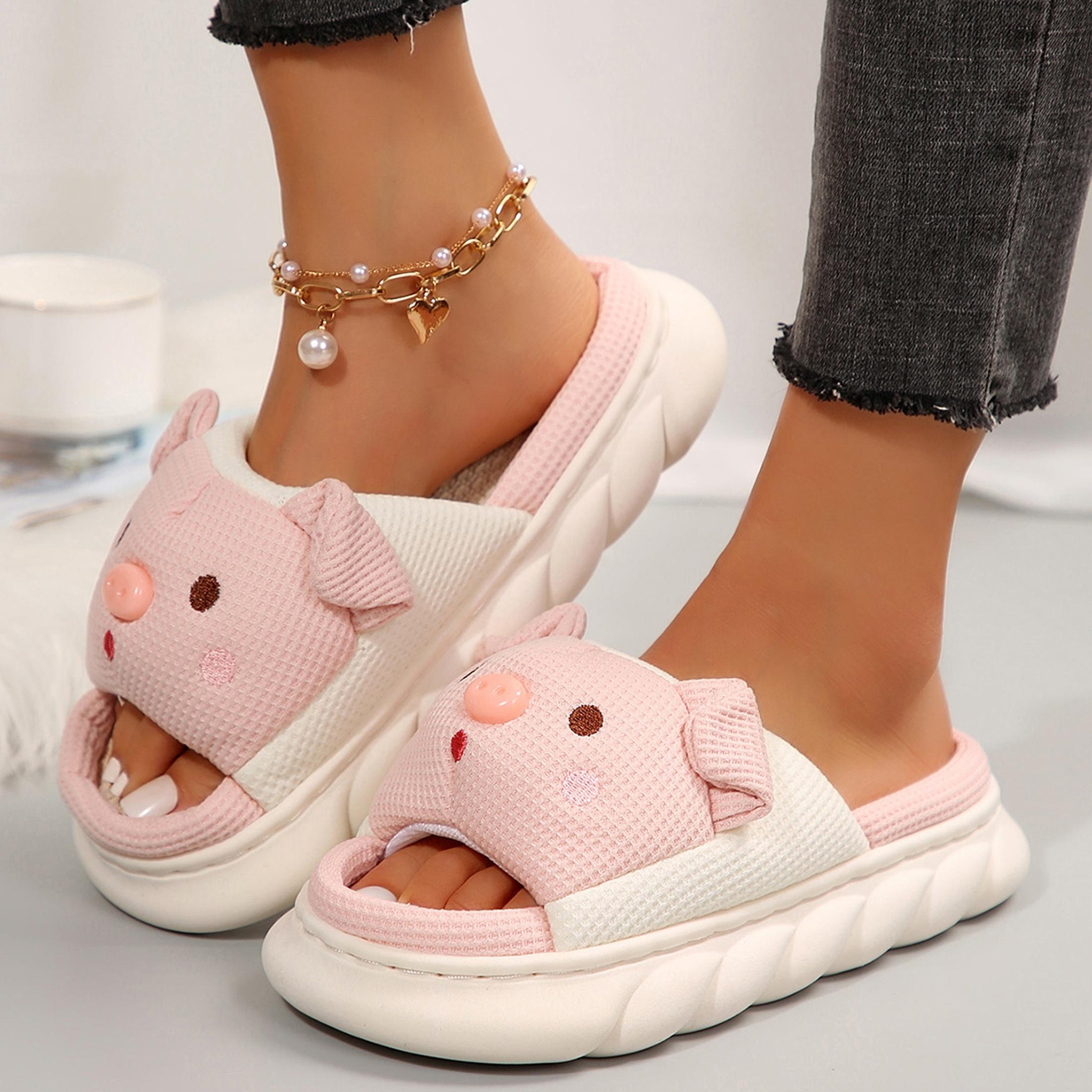 

Тапочки с изображением животных из мультфильмов, женские домашние тапочки Four Seasons, женские тапочки 38-39 розовый