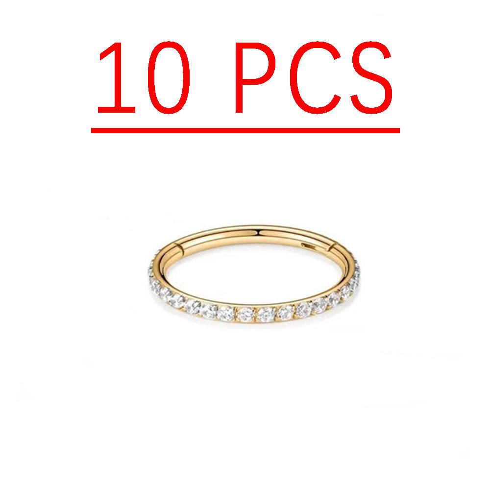 10pcs G23 Titanium Jewelry Set Zircon Earrings Fashion Ear Cartilage Tragus Piercing Nose Rings Sexy Helix Lip Nasal Hoops Gifts