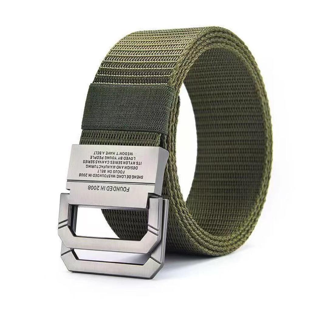 Men's Double Ring Casual Canvas & Leather Belt